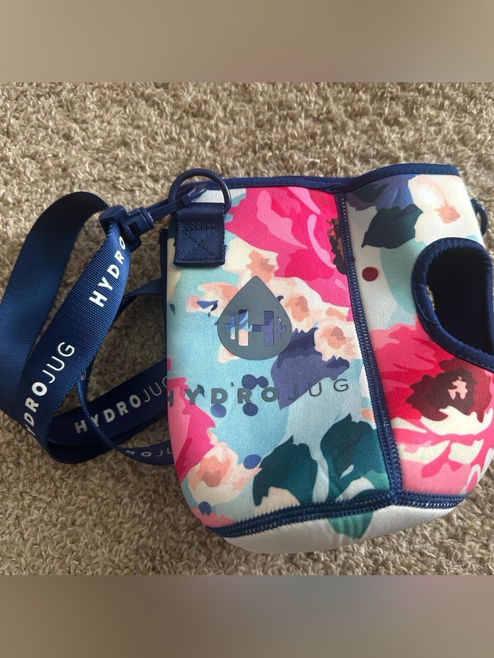 HydroJug Floral Crossbody Bottle Carrier - Pink Blue Multi
